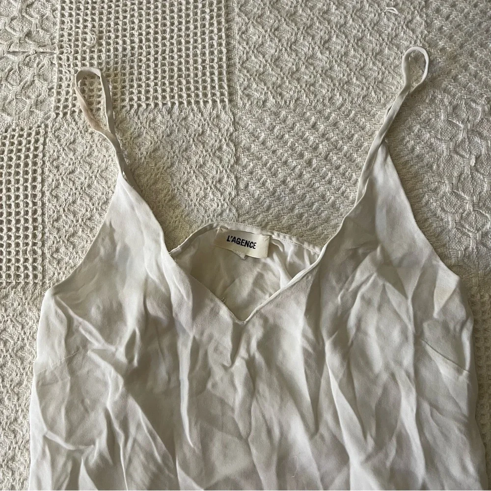Gabriella Silk V-Neck Tank - Ivory - Picture 5 of 8